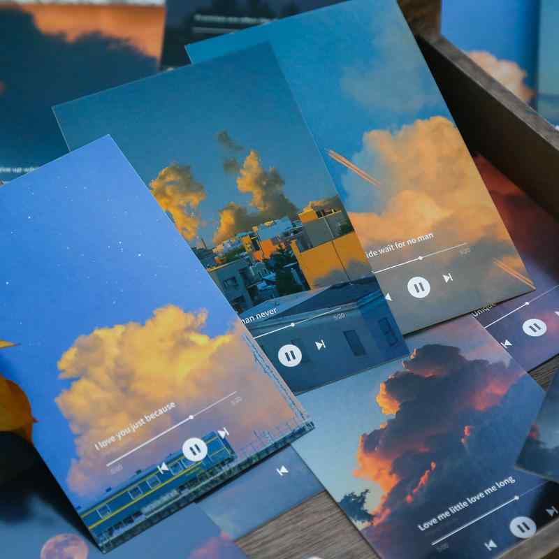 ポストカード 学生 手帳 デコレーション ギフト メッセージカード 水墨風 30枚 想見你 日日是好日 微風..