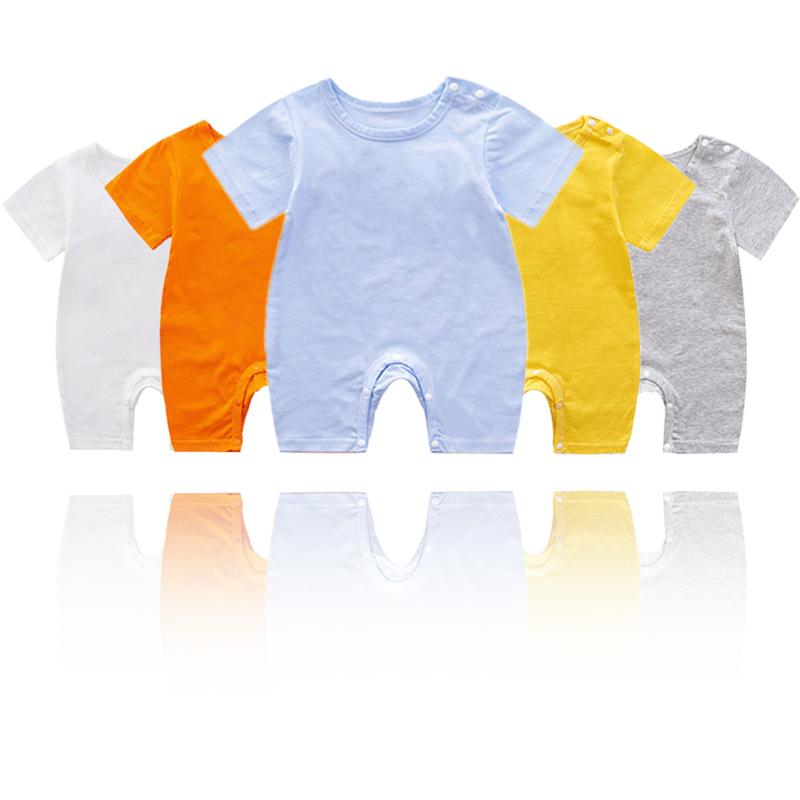 ・素材: 綿100%・袖丈: 半袖・性別: 中性/男女兼用・スタイル: カジュアル・厚さ: 薄手・クロージャータイプ: プルオーバー・色: 白色, 赤色, 青色, 紺色, 黒色, ピンク色, 灰色, オレンジ色, 青色, 水色, 黄色, 紫色・対象身長: 59cm, 66cm, 73cm, 80cm, 90cm・商品カテゴリ: ロンパース