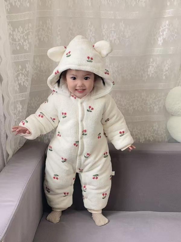 ベビー服 ロンパース 秋冬 長袖 厚手 フリース 新生児 赤ちゃん Aクラス コットン あったか かわいい 7..