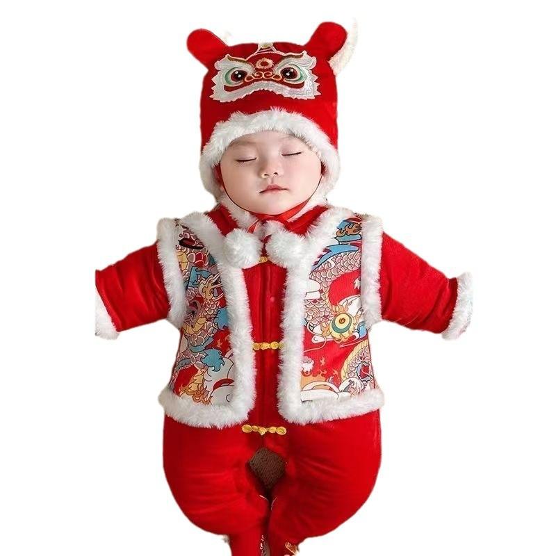 ロンパース ベビー 新生児 冬 春秋冬 長袖 コーデュロイ 兎毛 中綿 あったか 厚手 お正月 年賀状 記念撮影 男の子 女の子 かわいい 66cm 73cm 80cm 90cm 100cm