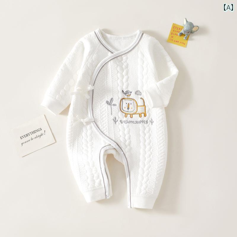 ベビー服 新生児 男女兼用 純綿 厚手 防寒 保温 肌着 初生児 和尚服 秋冬 蝶ネクタイ 前開き コンビ肌着 カバーオール