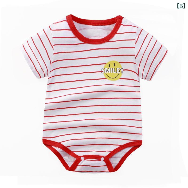 ベビー服 ロンパース 新生児 半袖 コットン 薄手 夏 赤ちゃん 幼児 カバーオール 包みボタン 黒ストライプ 赤ストライプ 緑飛行機 黄色恐竜 白龍 コーヒー熊 黒熊