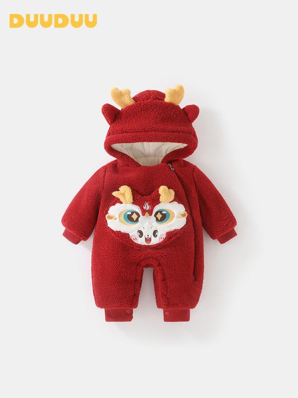 ベビー服 ロンパース 秋冬 長袖 カバーオール 男の子 女の子 中綿 あったか お正月 初詣 記念撮影