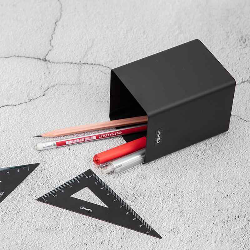 ペン立て デスク収納 卓上収納 整理用品 文房具入れ 金属製 四角 ブラック