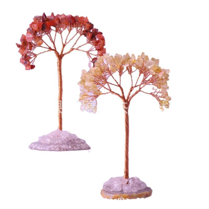 インテリア 水晶 宝石 桃花 樹 オブジェ 原石 ホーム デコレーション かわいい 工芸品 ラッキーアイテ..