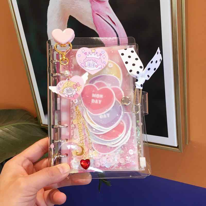 手帳 レディース ガールズ かわいい A6サイズ ピンク PVC 活頁 日記帳 文房具