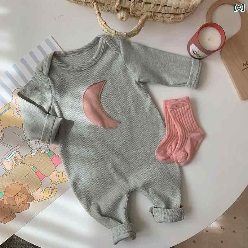 ベビー服 長袖ロンパース 乳幼児 春秋 新生児 カバーオール 部屋着 グレー ミルク...