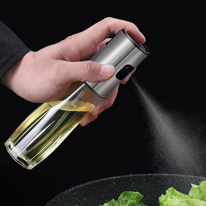 調味料入れ オイルボトル ガラス製 304ステンレス鋼 噴霧式 オイル スプレー 霧吹き 油差し 調理用 キ..