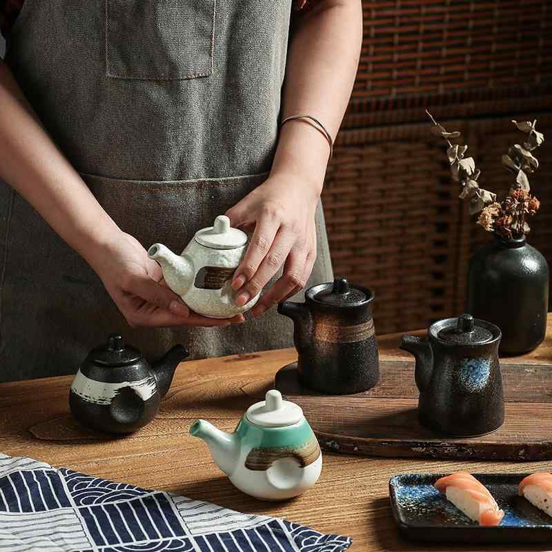 調味油入れ 和風 醤油差し 酢入れ 陶器 キッチン レトロ 個性的 高級感 レストラン ホテル 刷毛 藍 白 赤 スプレー 藍 白 緑 黄 木 緑 極韻 蘭格 海浪