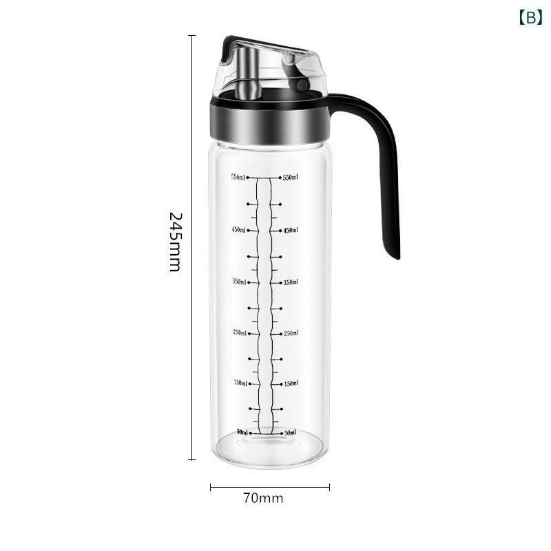 調味料入れ ガラス製オイルボトル 自動開閉 液だれ防止 キッチン 醤油 酢 料理酒 調味料ボトル 450ml 550ml 650ml