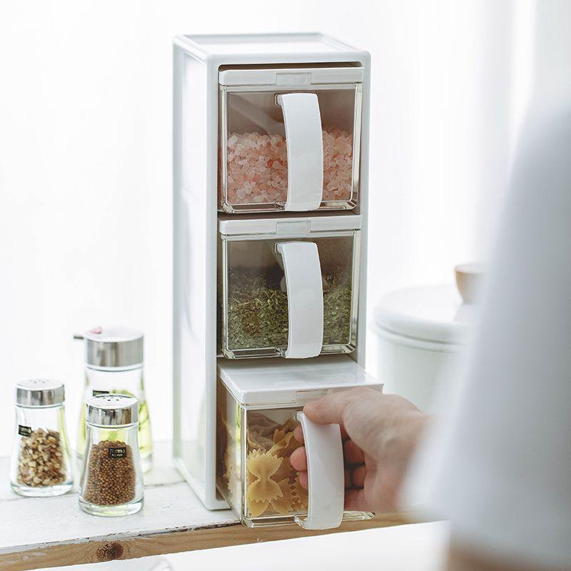 調味料入れ 大容量 塩 砂糖 味の素 調味料ボックス キッチン用品 3連 スパイスラック スパイスボックス