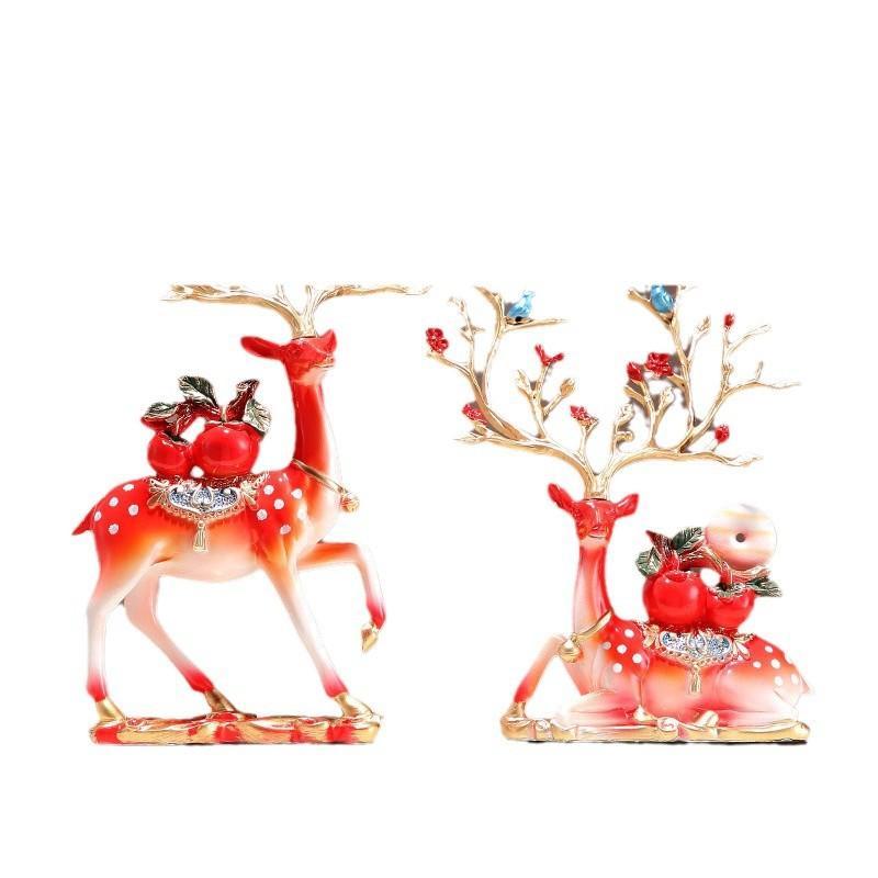 置物 オブジェ 鹿 飾り物 置き物 インテリア 樹脂 彫刻 ラッキーアイテム リビング ベッドルーム 結婚..