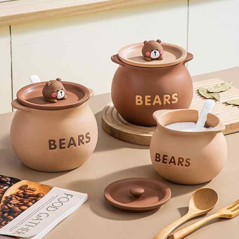 調味料入れ 豚油入れ 蓋付き керамика керамика 濾し網付き スプーン付き 大容量 家庭用 耐熱 漫画