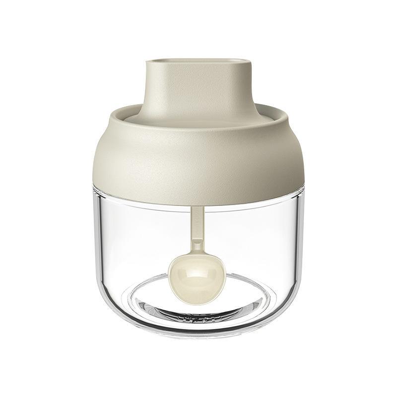 調味料入れ ガラス製 スパイスボトル 調味料ポット スプーン一体型 密封 塩 砂糖入れ オイルボトル キ..