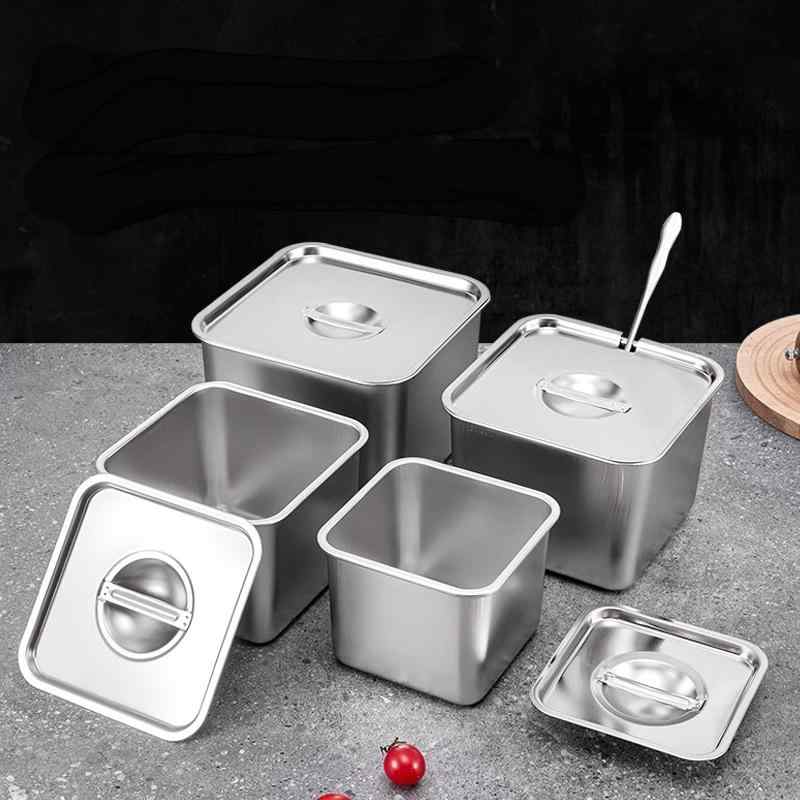 調味料入れ ステンレス製 業務用 蓋付き 角型 ソース入れ スパイス容器 味見 薬味入れ 調味料ポット ソ..