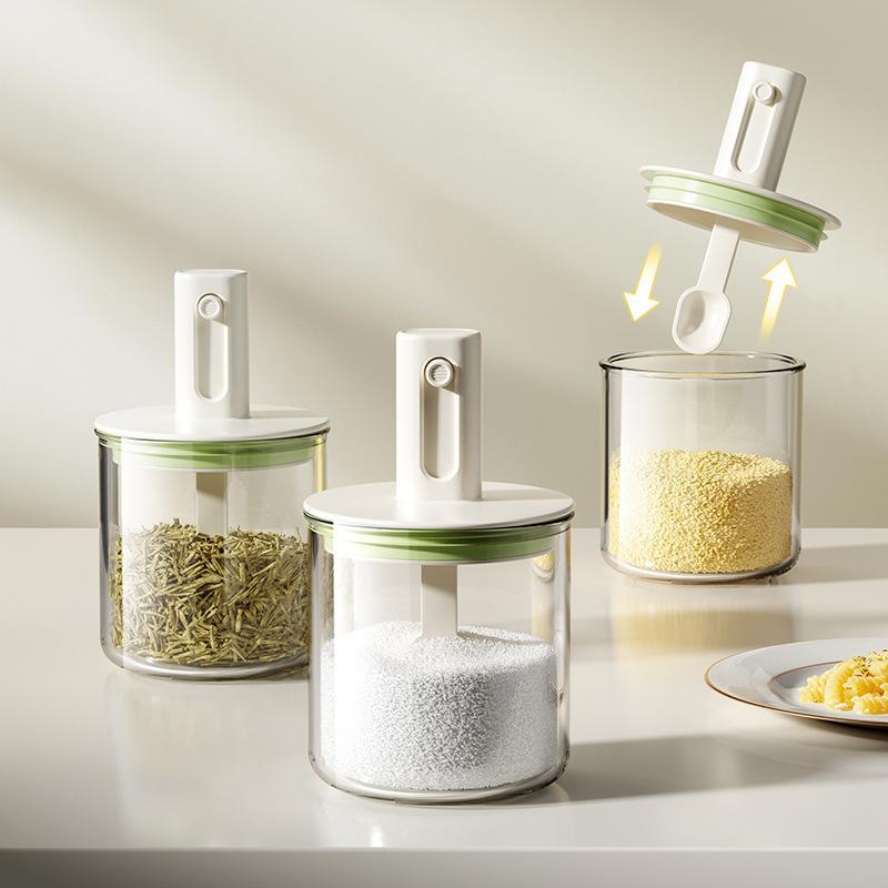 調味料入れ 調味料ボックス スパイスボトル 塩入れ 塩ボックス 密閉 蓋 スプーン付き PP 钠钙ガラス キ..