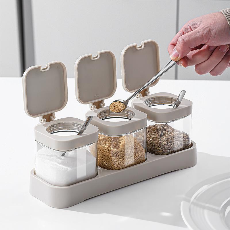 調味料入れ 3個セット スパイスボトル 密閉 調味料缶 ステンレス 耐熱ガラス キッチン 収納 ラベルシー..