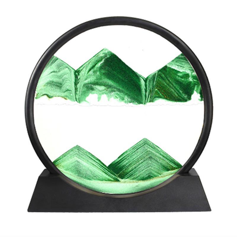 砂時計 3D 立体 流砂アート 円形 ガラス工芸品 オブジェ 卓上 癒し 雑貨 インテリア ギフト プレゼント