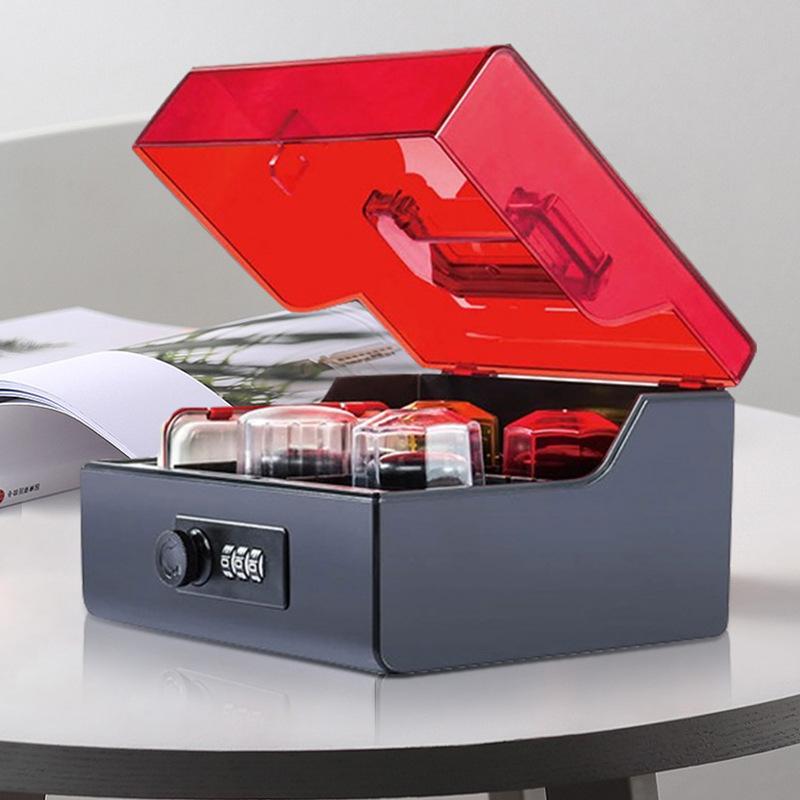 印鑑ケース 透明 5 格 銀行 財務 暗証番号ロック 印鑑 収納 白 事務用品 オフィス用品