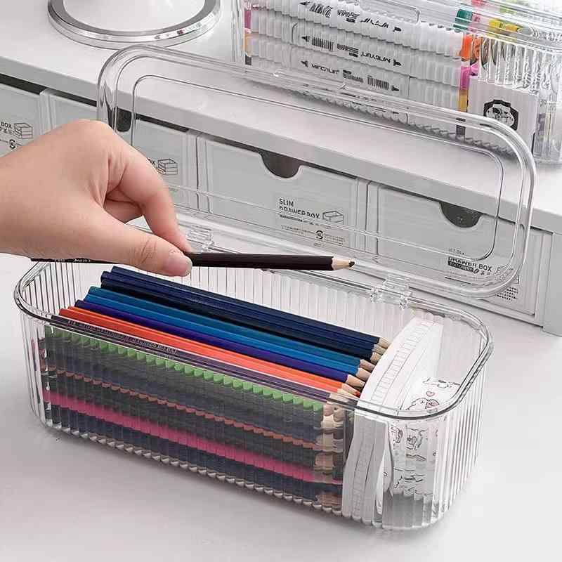 ペン立て 文具収納 大容量 卓上収納 鉛筆立て ペンケース 子供 透明