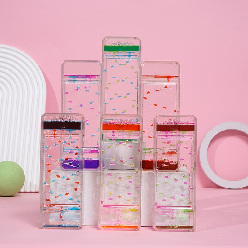 砂時計 こども用 スライダー アクリル 幾何学模様 液体 雑貨 学生 贈り物 現代風 青 緑 赤 ピンク 黄色 かわいい