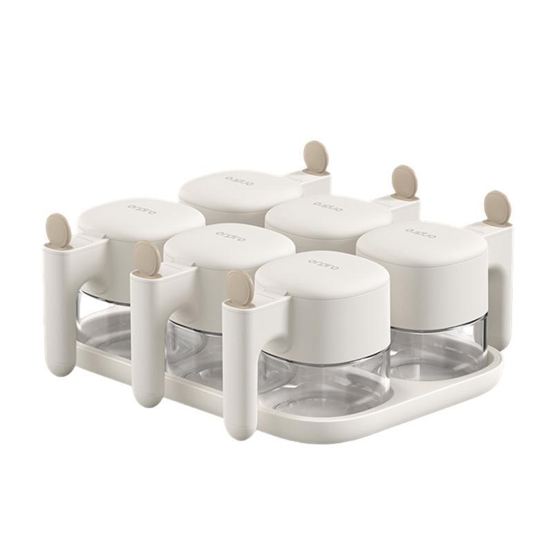 調味料入れ 調味料ポット スパイスボトル ガラス製 家庭用 キッチン 収納 塩 コショウ入れ トレイ付き