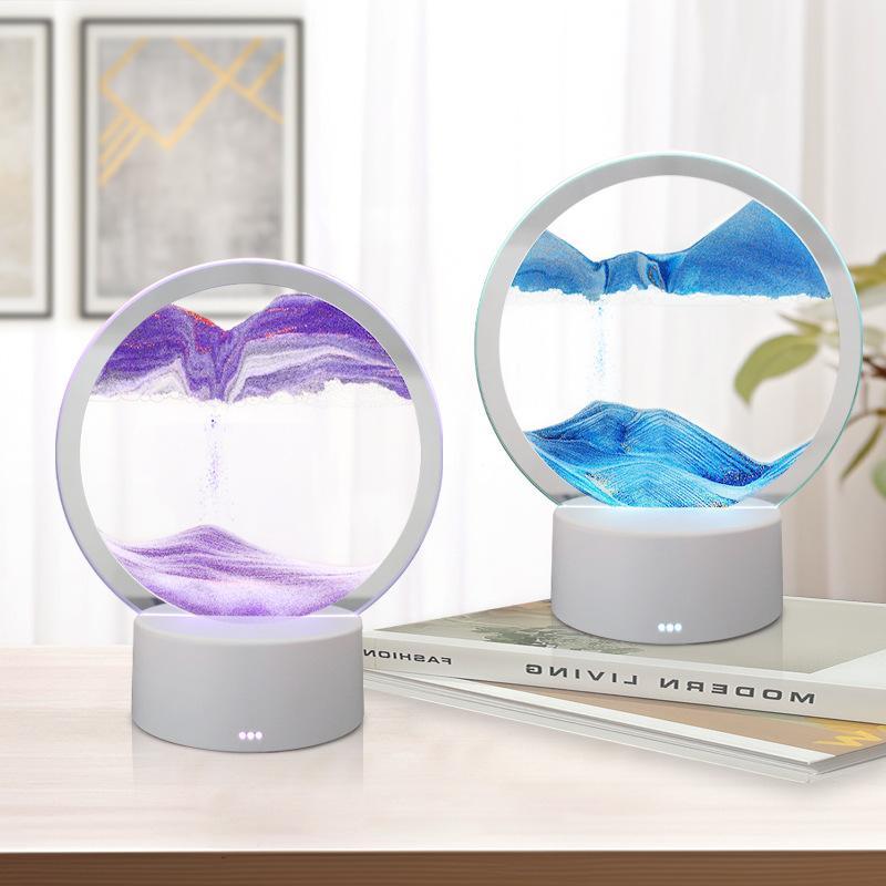 ナイトライト 砂時計 置き物 インテリアライト 3D 立体 応接間 寝室 癒し 雰囲気 7色 タッチセンサー ..