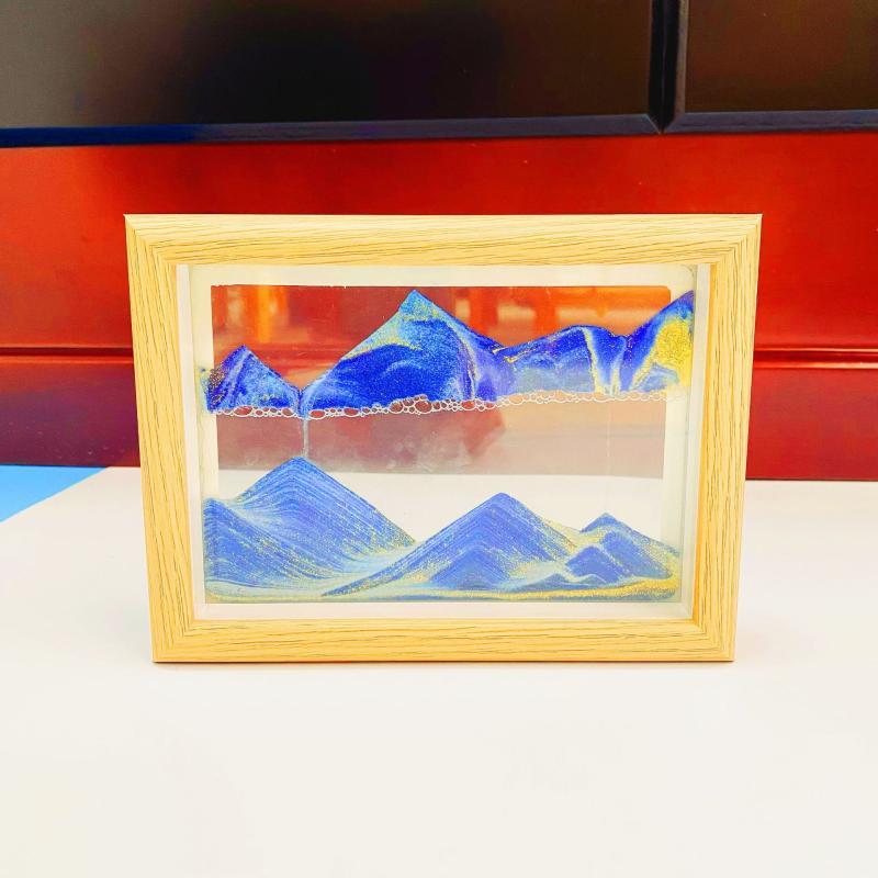 フォトフレーム 木製 砂時計 3D 立体 幾何学模様 ブルー イエロー パープル ブラック グリーン レッド ..