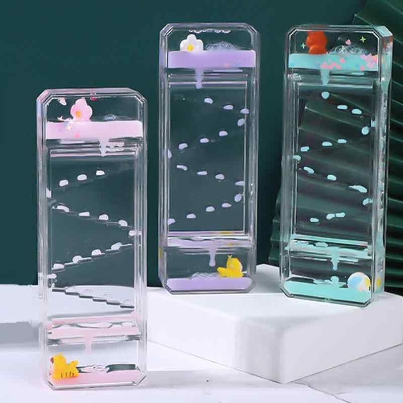 おもちゃ 砂時計 オイルタイマー 液体 癒しグッズ ストレス解消 リラックス 油滴 階段