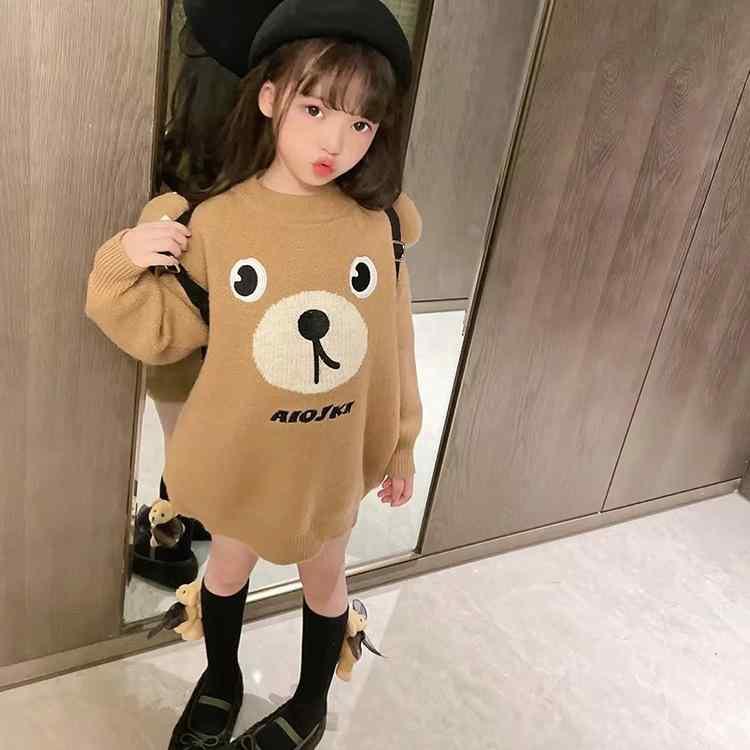 ニット・セーター キッズ 秋冬 長袖 韓国風 クマ柄 かわいい 女の子 子供服 トップ...