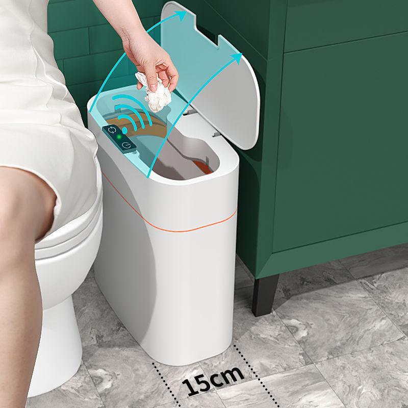 For Separated Refuse - ゴミ箱 家庭用ゴミ箱 全自動センサー式 壁掛け式 ふた付き トイレ用 16L 13L 10L プラスチック製 楕円形 除菌 消臭 隙間用 スマートゴミ箱 センサー式ゴミ箱 タッチ式ゴミ箱 キッチン 寝室 リビング 居間 洗面所 介護 オムツ ごみ箱