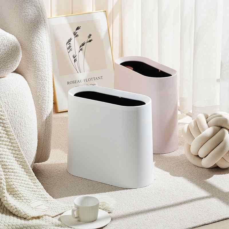 ゴミ箱 北欧 スリム 隙間 ダストボックス リビング 寝室 トイレ キッチン 12L以上 プラスチック 楕円形 アイボリー 桜色 クリーム色 アボカドグリーン 静謐グレー マットブラック 中灰色 真っ赤 カーキ色