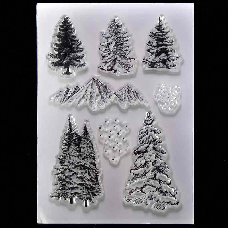 印鑑 スタンプ カード 手帳 ゴム印 松ぼっくり 雪の結晶 クリスマスツリー 雪山 雪景色 ドロップオーナメント