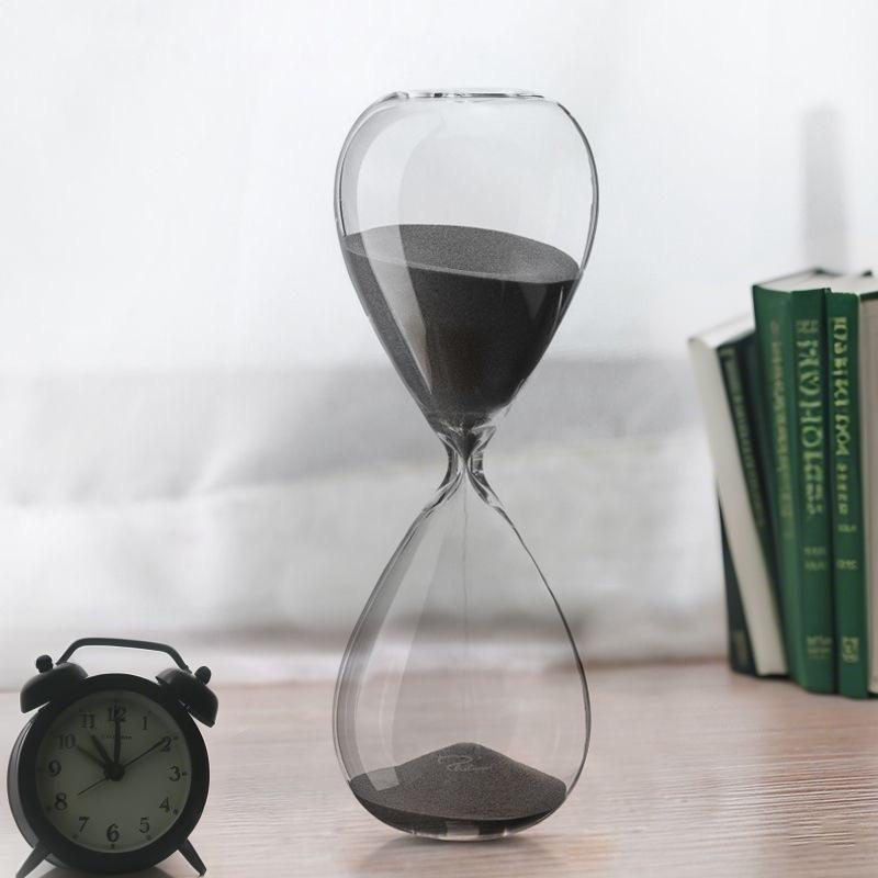 砂時計 高級感 卓上 幾何学 模様 ガラス製 北欧風 白 黒 ヨーロピアン スタイル 高さ20cm
