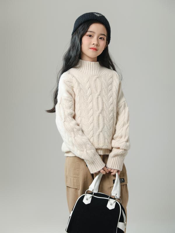 ニット セーター キッズ 子供用 100% ピュア ウール 厚手 男女兼用 タートルネック プルオーバー ベビー インナー ニット ウェア 100cm 110cm 120cm 130cm 140cm 150cm 160cm 170cm(4.0)