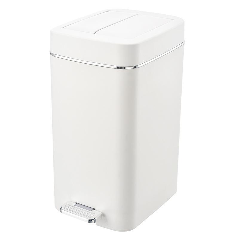 ゴミ箱 フットペダル式 大容量 角型 蓋付き 10L 15L 20L 家庭用 静音 開閉 浴室 リビング 寝室 キッチン 白 ホワイト シンプル(3.0)