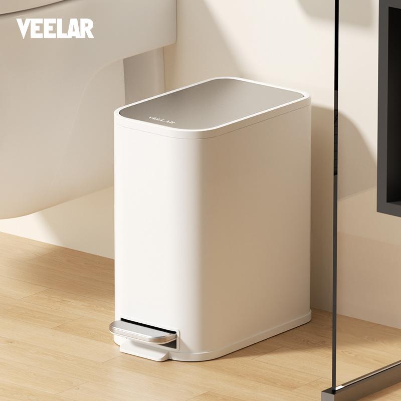 ゴミ箱トイレ用薄型6Lペダル式ふた...