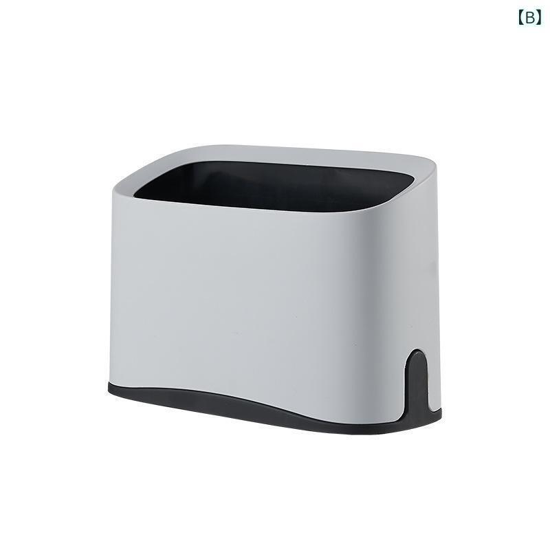 ゴミ箱 卓上 開口式 かわいい ミニ 小型 二層 プラスチック製 収納 寝室 デスク 白 グレー [3]