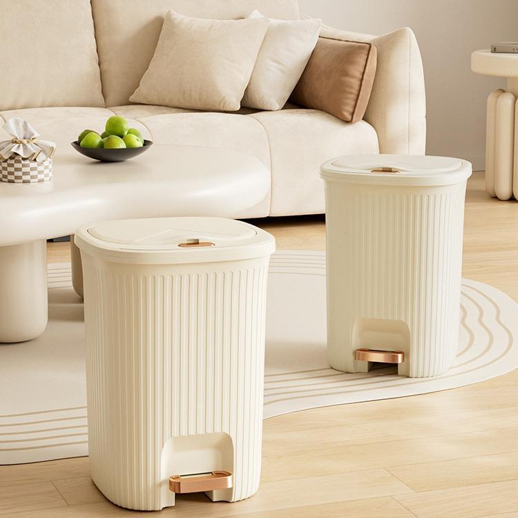 ゴミ箱 家庭用 蓋付き 大容量 ペダル式 リビング 寝室 キッチン 浴室 紙くず入れ 8L 米白