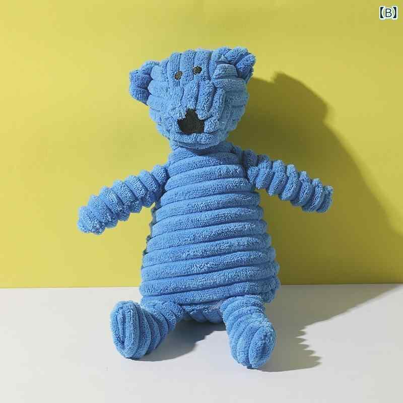 ペット用おもちゃ 犬用ぬいぐるみ 発声おもちゃ 噛むおもちゃ ぬいぐるみ 狐 ピンクの豚 黄色いライオン 青い熊 ストレス解消 50g 26cm 16cm