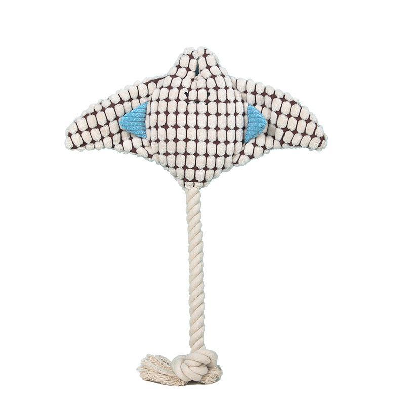 ペット用おもちゃ 犬用おもちゃ 発声おもちゃ ぬいぐるみ 噛むおもちゃ 歯磨き グリーンマンタ ホワイ..