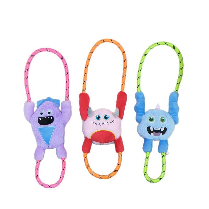 犬用おもちゃ ロープノット ぬいぐるみ モンスター 犬 おもちゃ 噛むおもちゃ ぬいぐるみ 発声おもちゃ ストレス解消 歯磨き 清潔 丈夫