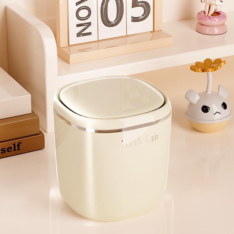 For Separated Refuse - ゴミ箱 ミニ 小型 卓上 正方形 4L以下 白 黒 蓋付き 家庭用 オフィス デスク 雑貨収納 プラスチック