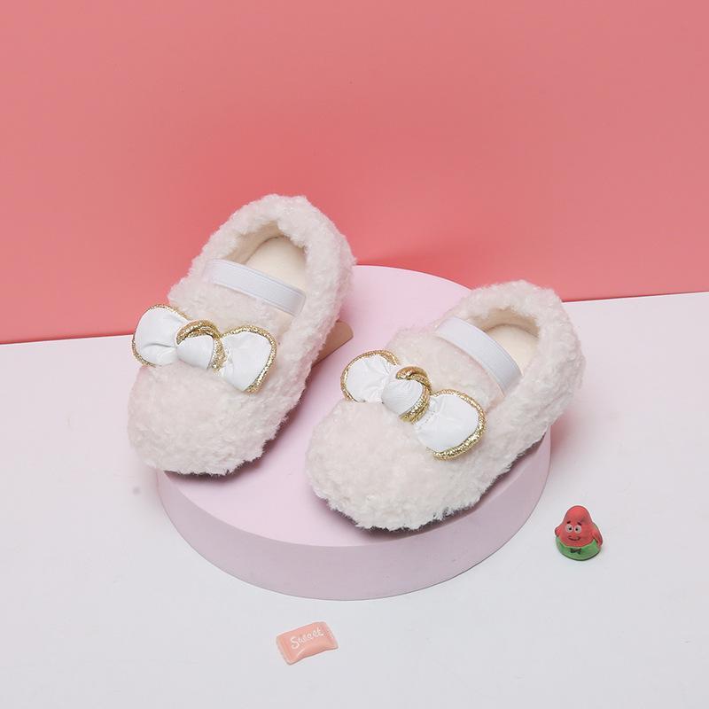 ベビーシューズ 女児用 プリンセスシューズ 冬用 室内履き 柔らかい靴底 滑り止め 歩行練習 ブラック ..