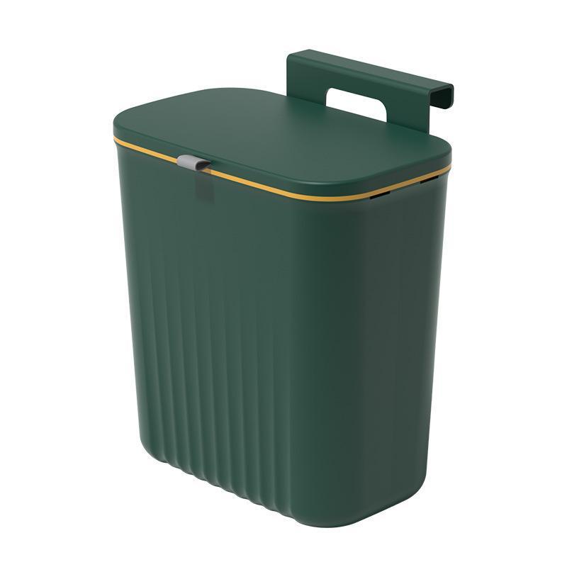 Dustbins - ゴミ箱 壁掛け ふた付き スライド式 9L アイボリー グレー グリーン キッチン キャビネット ドア 吊り下げ 創造的 家庭用