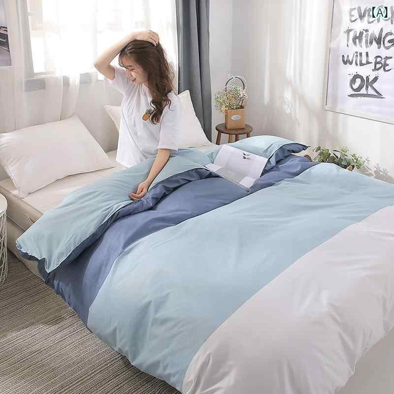布団カバー シングル 150*200cm アロエコットン 磨き毛布 学生 寮 シンプル 格子柄...