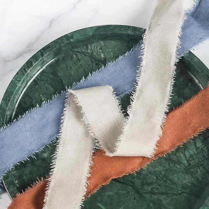 リボン コットンリネン DIY ウェディング 招待状 花束 デコレーション フリンジ 4cm 手芸用 布テープ