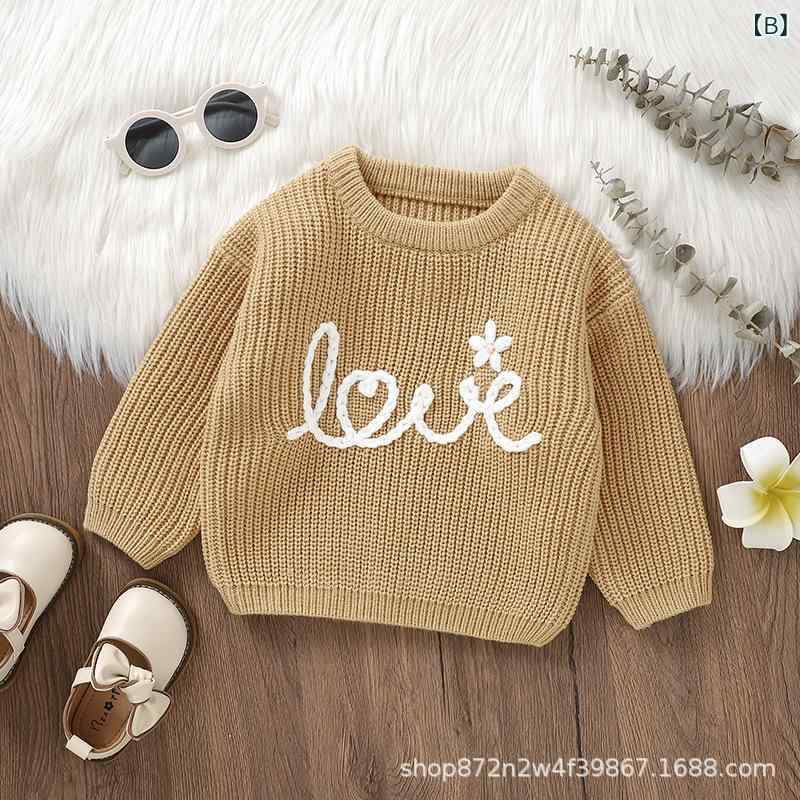 ベビー服 ニット ベビー用セーター 秋冬 長袖 丸首 ニットトップス かわいい 手編...