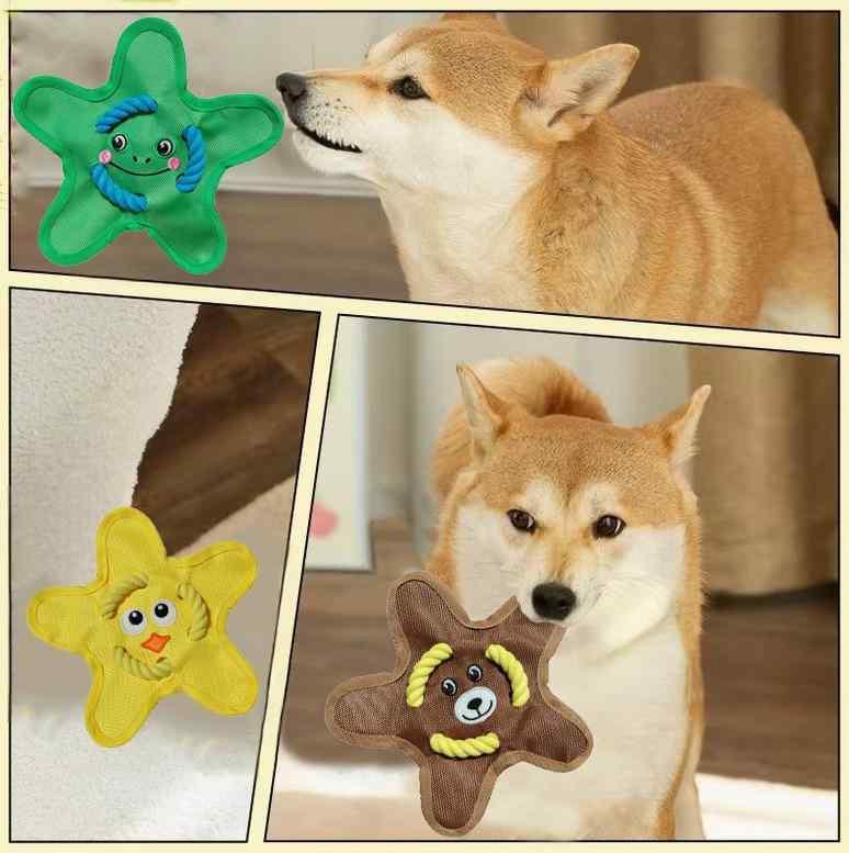 犬用おもちゃ ぬいぐるみ 噛むおもちゃ 発声玩具 フライングディスク 歯磨き 牛津布 音が出る紙 耐久性 インタラクティブ 黄色いアヒル ピンクのウサギ オレンジ色のキツネ 茶色のクマ 緑色のカエル