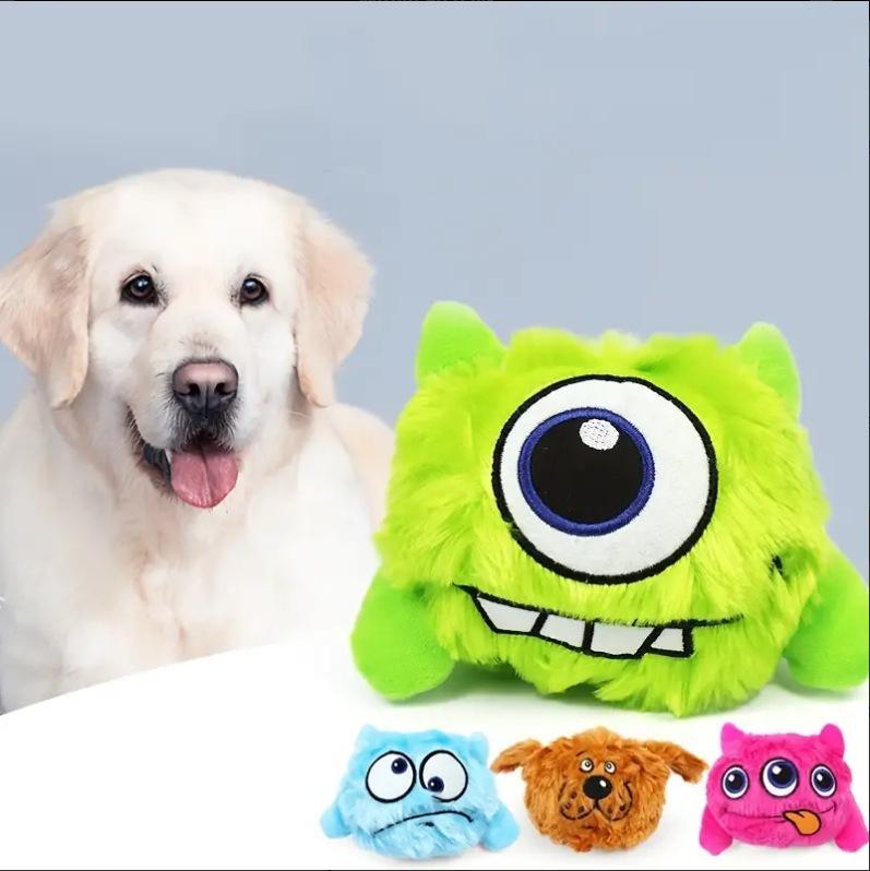 ペット用おもちゃ 発声おもちゃ ぬいぐるみ モンスター 人形 弾むボール 犬用品 耐衝撃 耐噛み 独眼緑 二眼ブルー 三眼赤色 茶色犬頭 鹿の尻尾